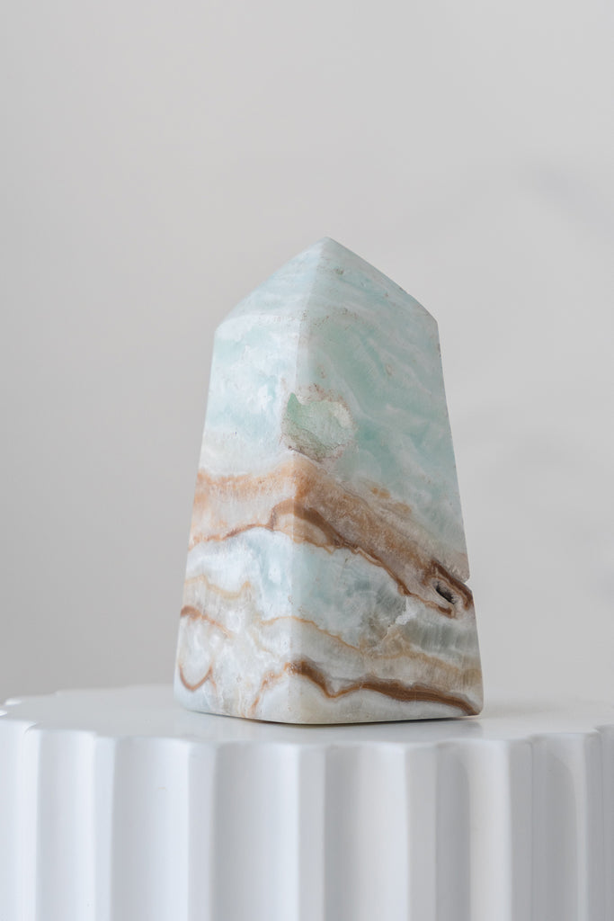 Caribbean Blue Calcite Obelisk Point