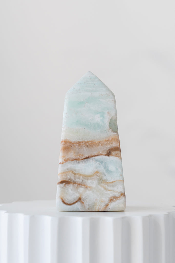 Caribbean Blue Calcite Obelisk Point