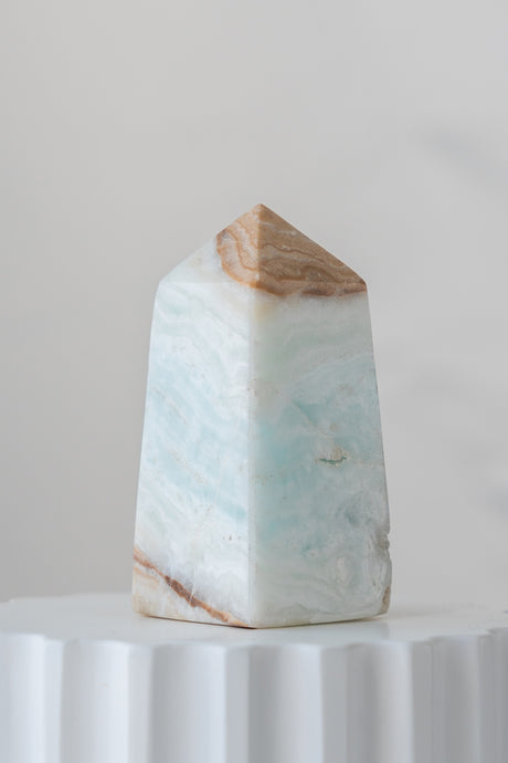 Caribbean Blue Calcite Obelisk Point