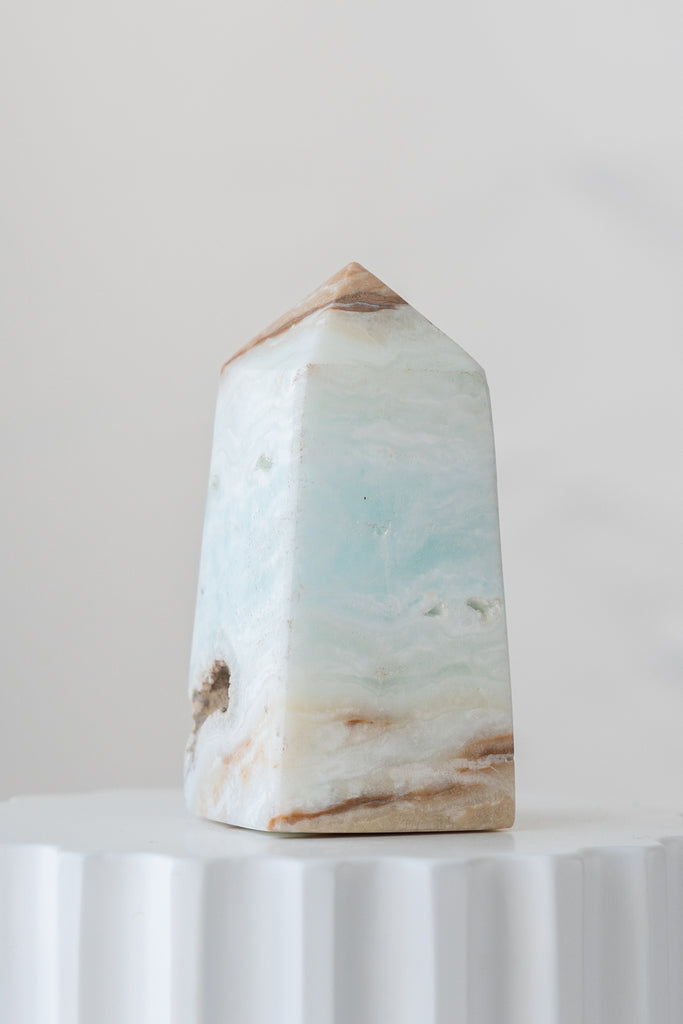 Caribbean Blue Calcite Obelisk Point