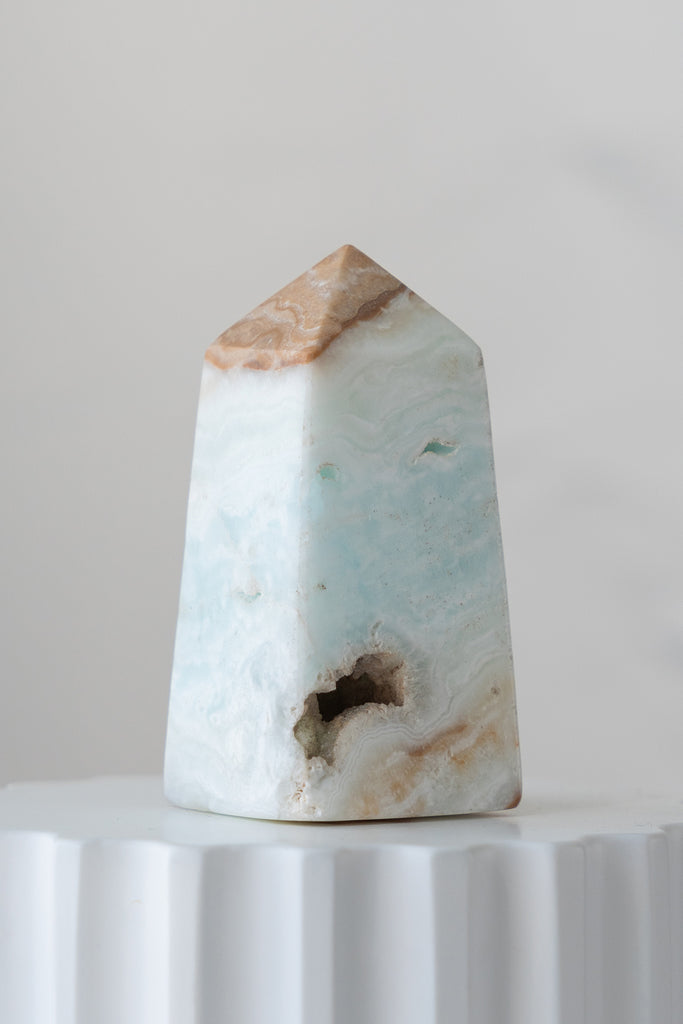 Caribbean Blue Calcite Obelisk Point