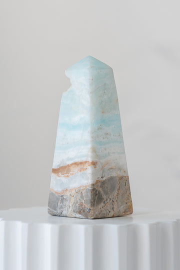 Caribbean Blue Calcite Obelisk Point