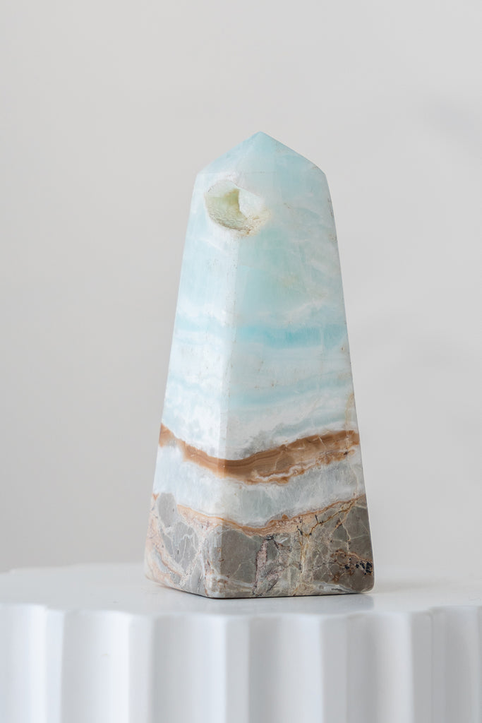 Caribbean Blue Calcite Obelisk Point