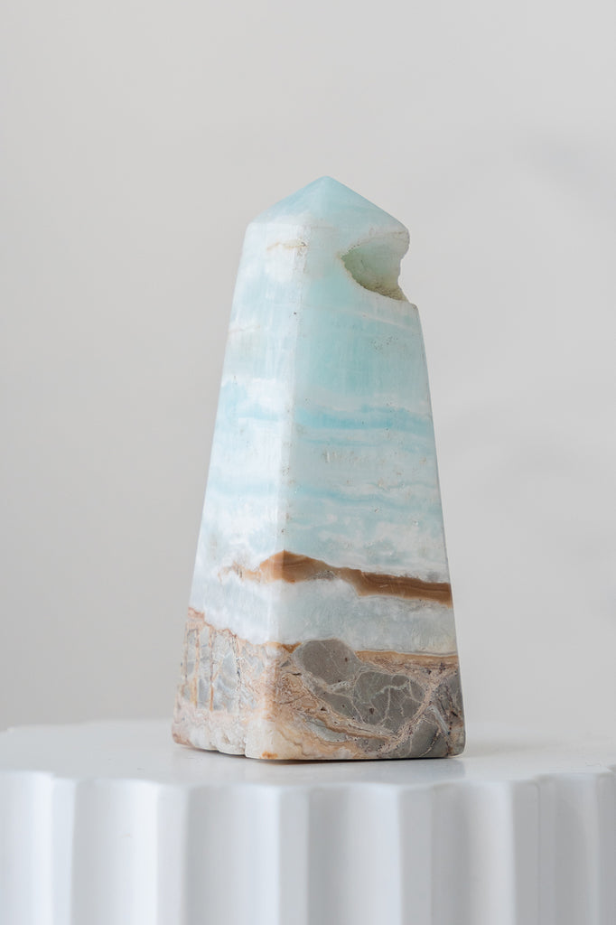 Caribbean Blue Calcite Obelisk Point