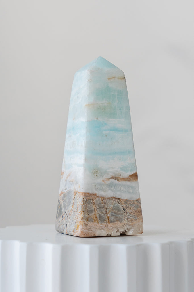 Caribbean Blue Calcite Obelisk Point