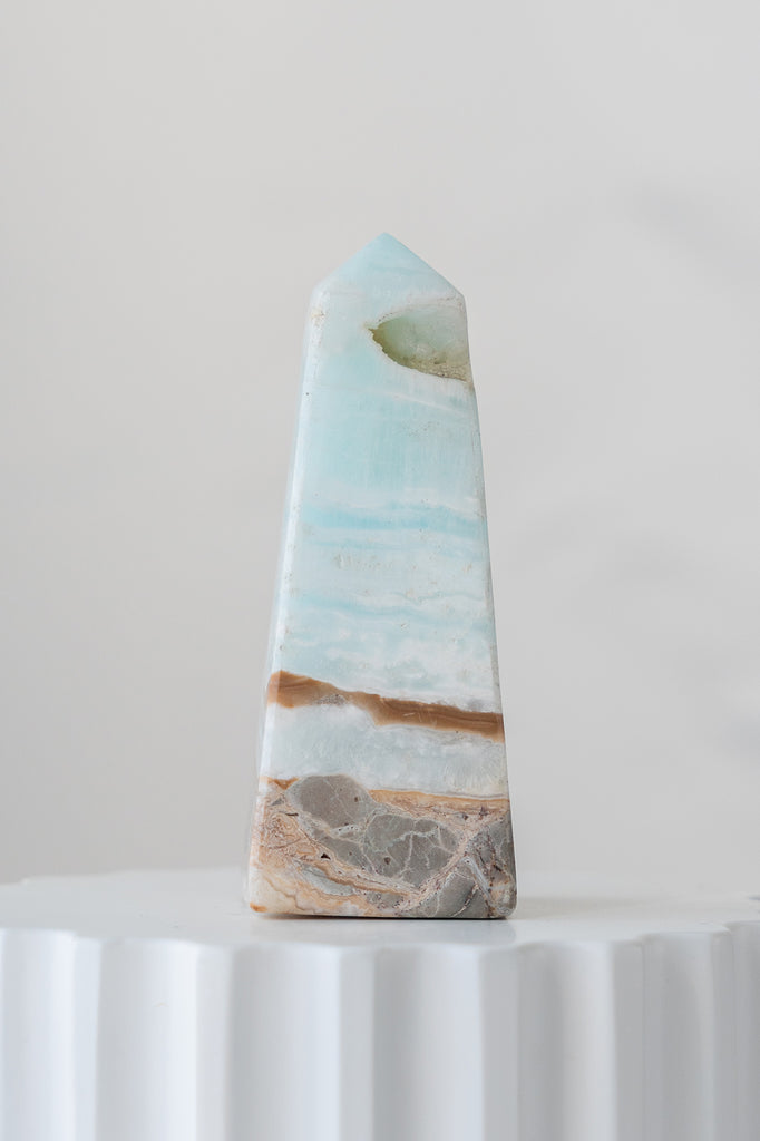 Caribbean Blue Calcite Obelisk Point