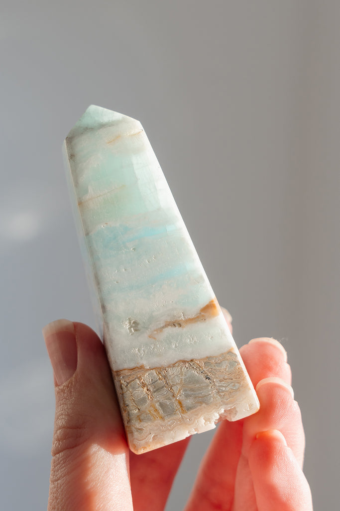 Caribbean Blue Calcite Obelisk Point