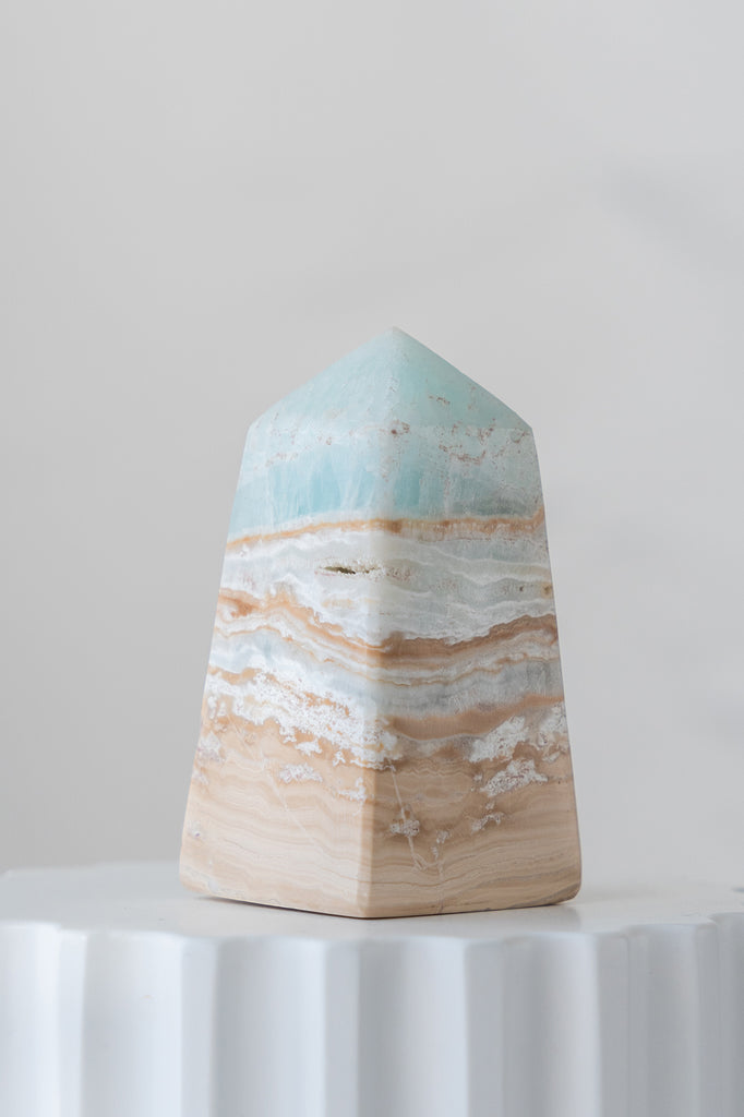 Caribbean Blue Calcite Obelisk Point