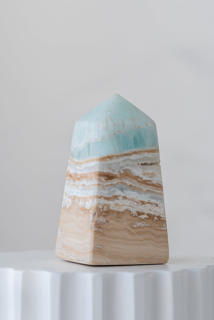 Caribbean Blue Calcite Obelisk Point