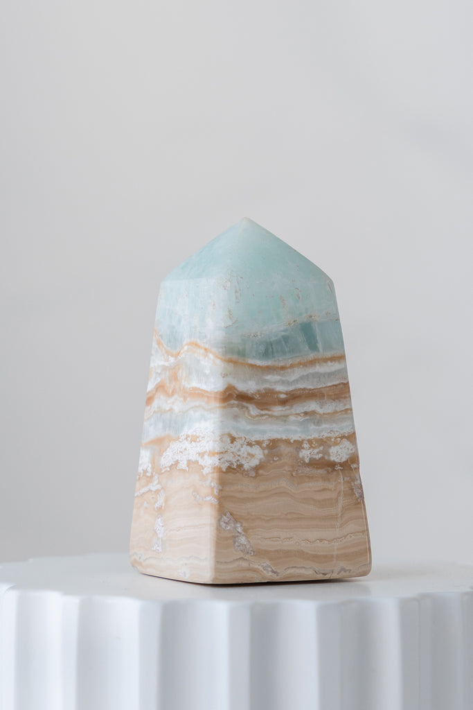 Caribbean Blue Calcite Obelisk Point