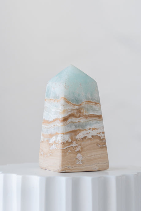 Caribbean Blue Calcite Obelisk Point