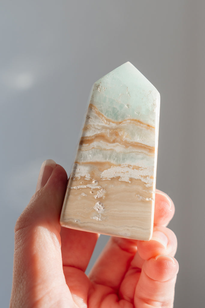 Caribbean Blue Calcite Obelisk Point