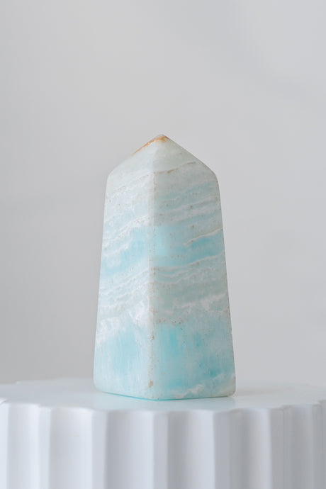 Caribbean Blue Calcite Obelisk Point