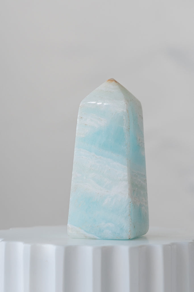 Caribbean Blue Calcite Obelisk Point