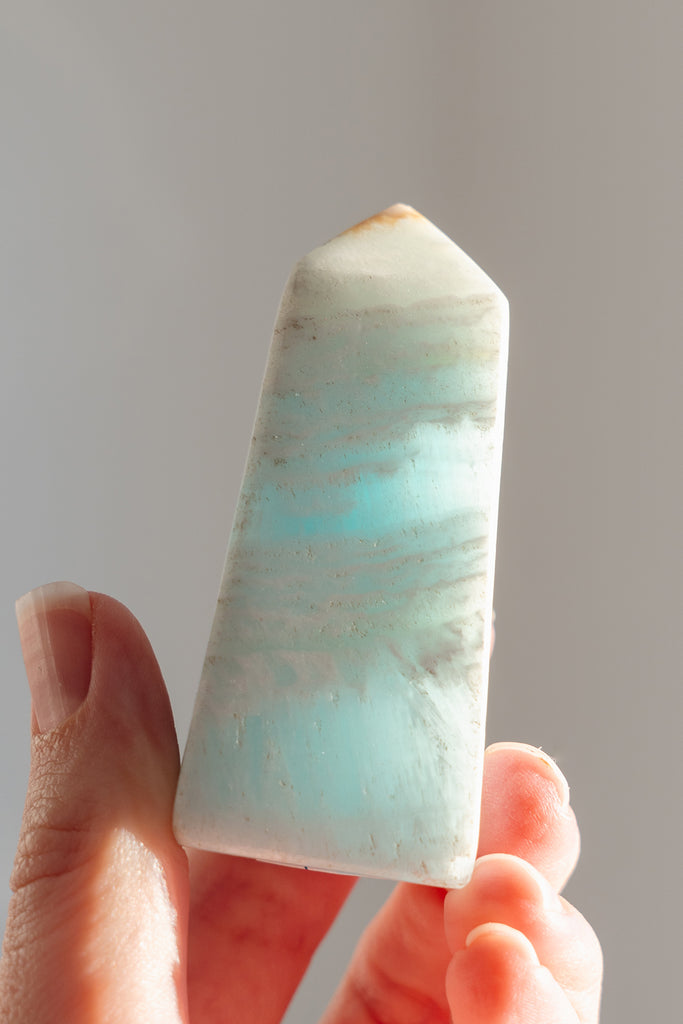 Caribbean Blue Calcite Obelisk Point
