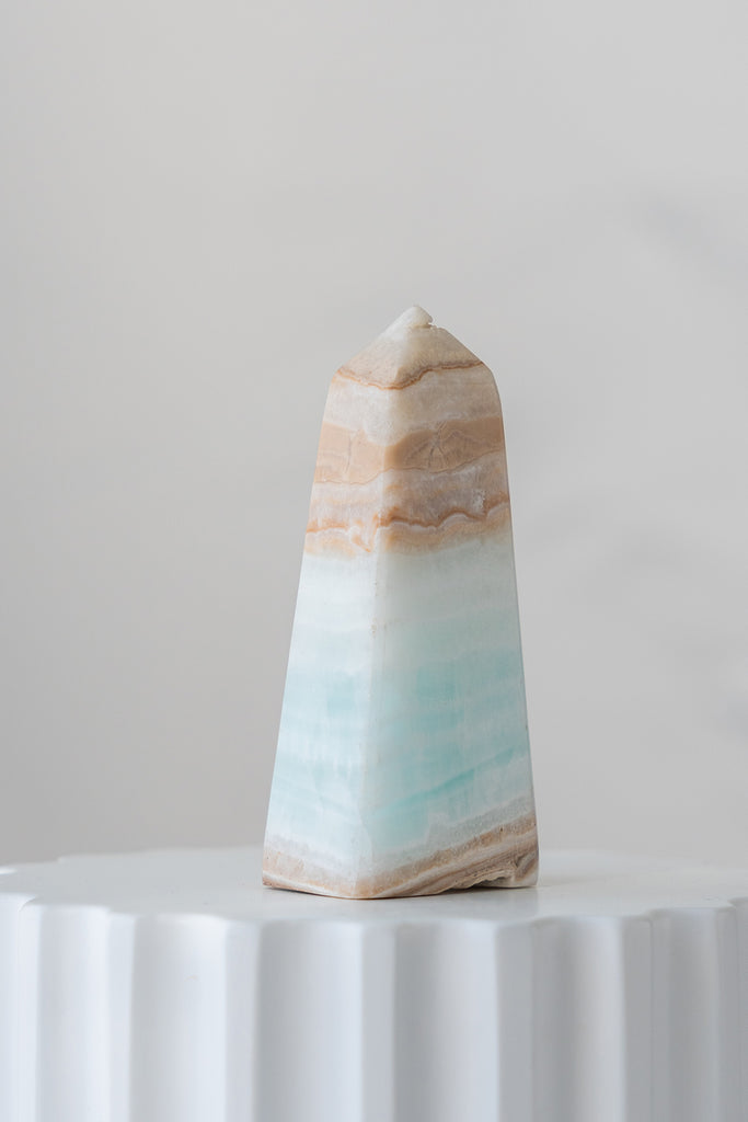 Caribbean Blue Calcite Obelisk Point