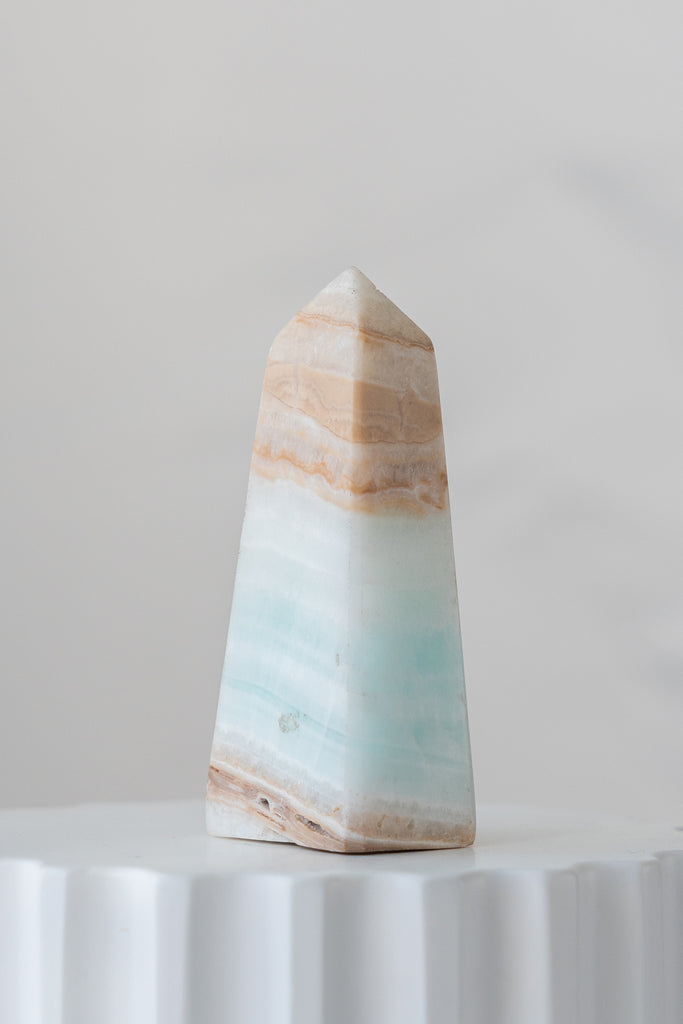 Caribbean Blue Calcite Obelisk Point
