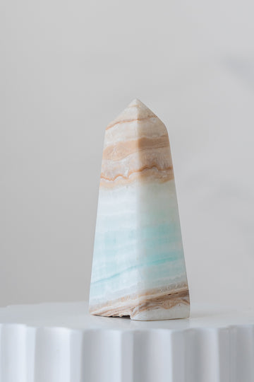 Caribbean Blue Calcite Obelisk Point
