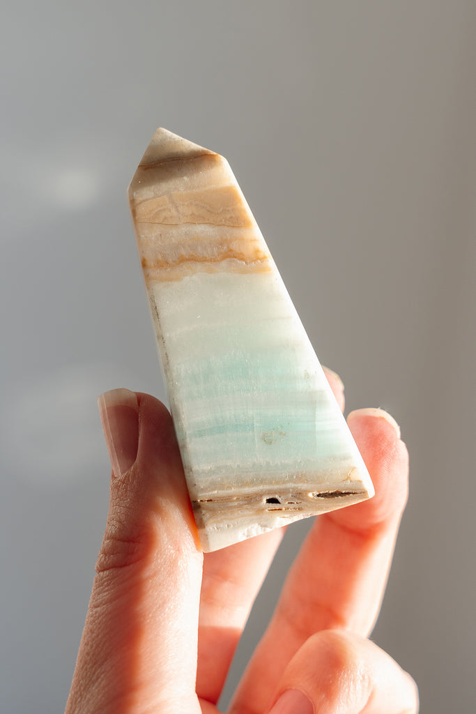 Caribbean Blue Calcite Obelisk Point