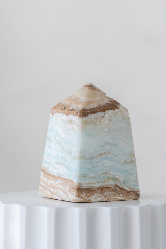Caribbean Blue Calcite Obelisk Point