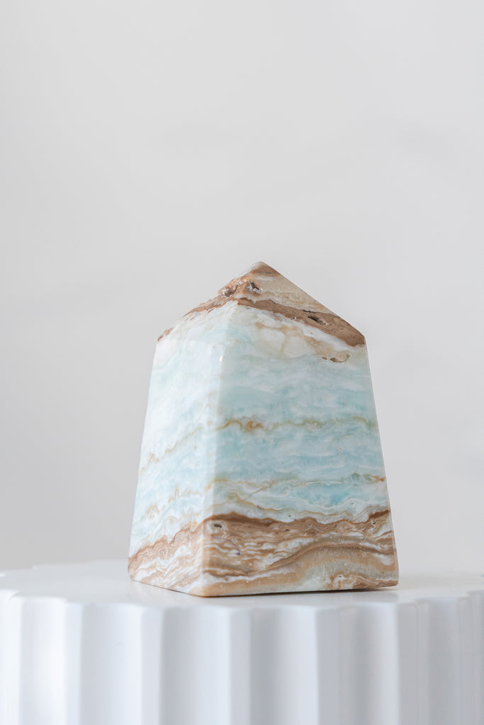 Caribbean Blue Calcite Obelisk Point
