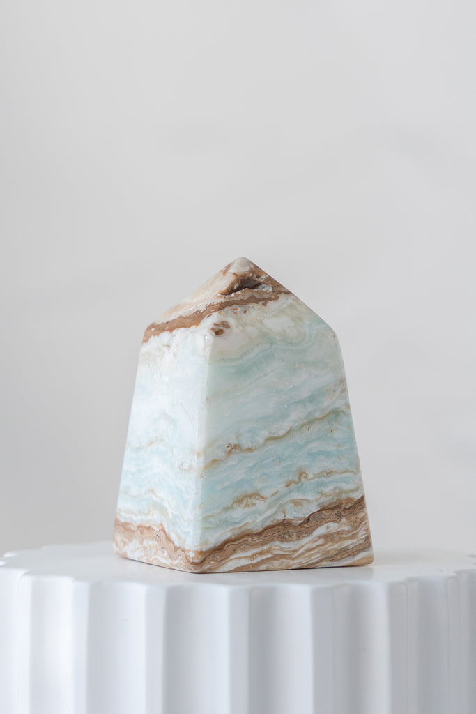 Caribbean Blue Calcite Obelisk Point