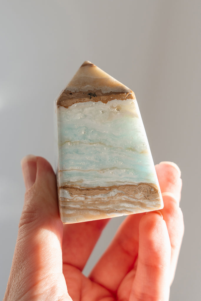 Caribbean Blue Calcite Obelisk Point