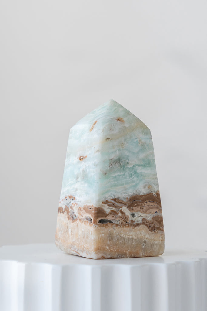 Caribbean Blue Calcite Obelisk Point