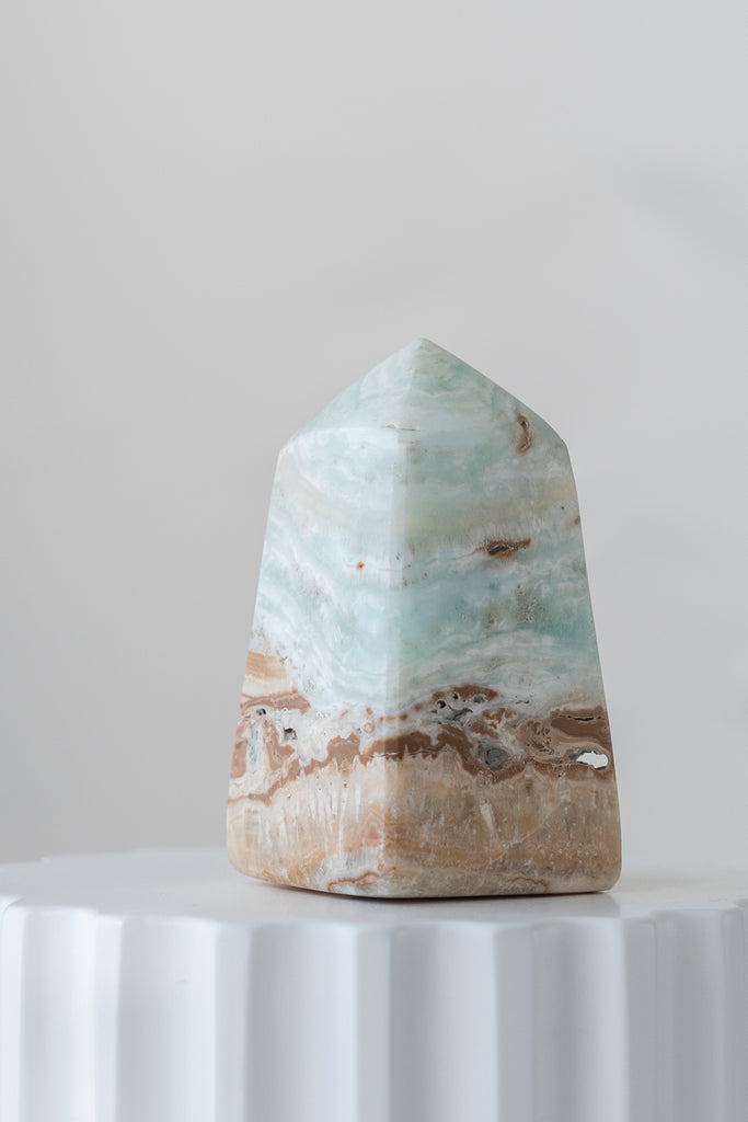 Caribbean Blue Calcite Obelisk Point