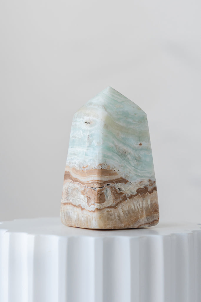 Caribbean Blue Calcite Obelisk Point