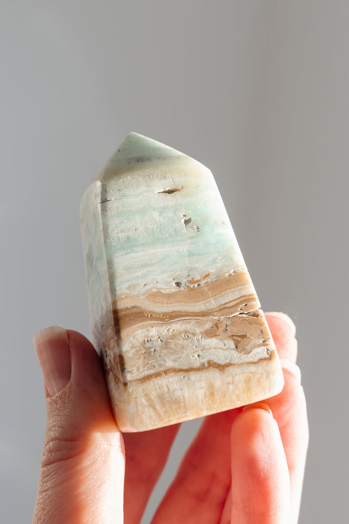 Caribbean Blue Calcite Obelisk Point