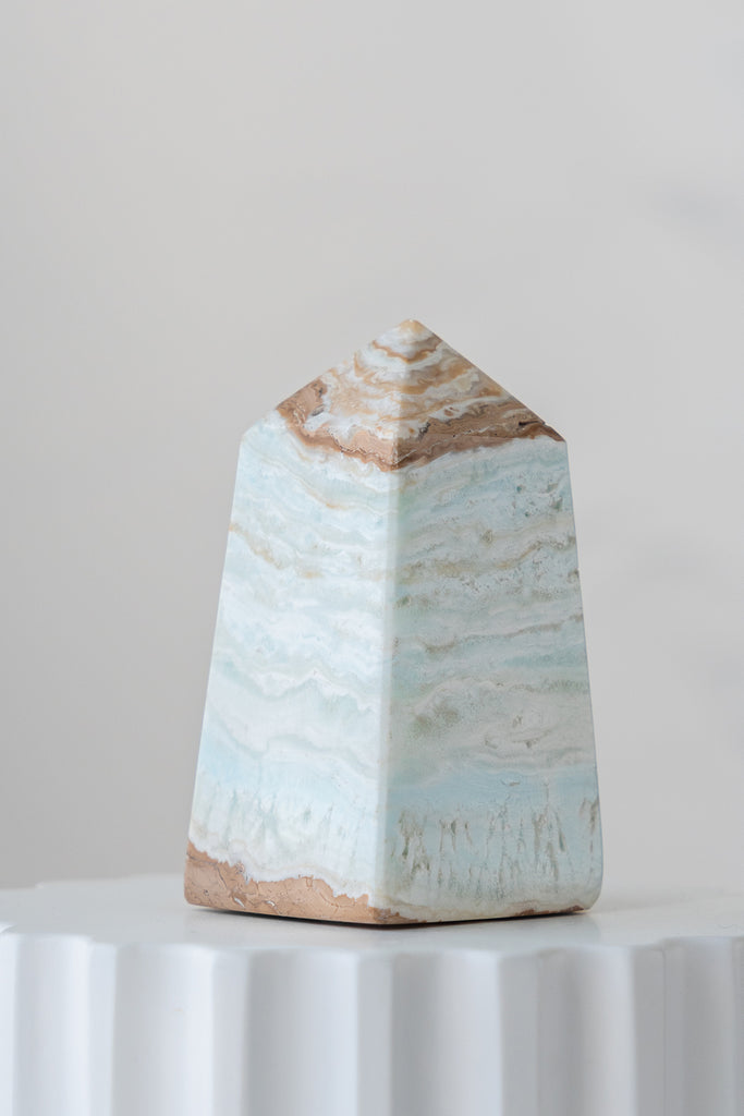 Caribbean Blue Calcite Obelisk Point