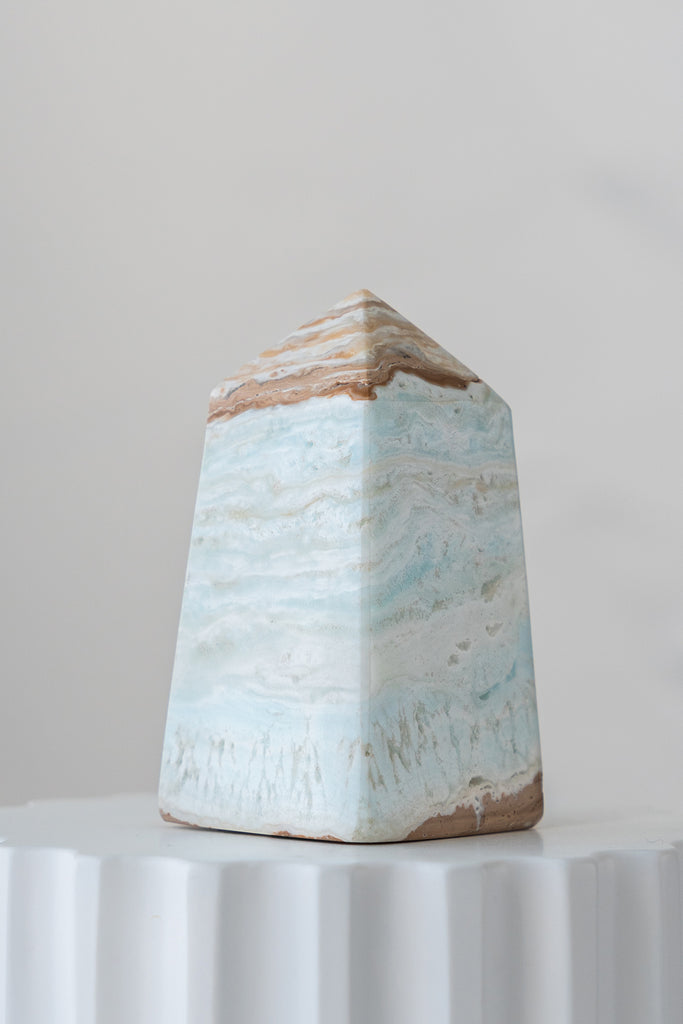 Caribbean Blue Calcite Obelisk Point