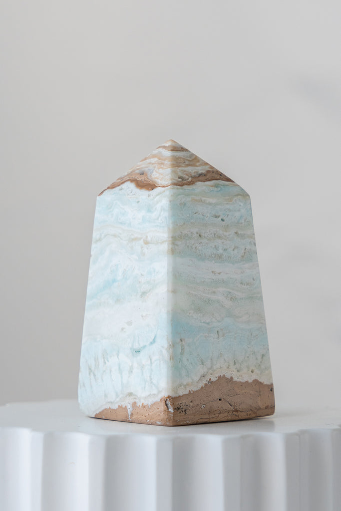 Caribbean Blue Calcite Obelisk Point