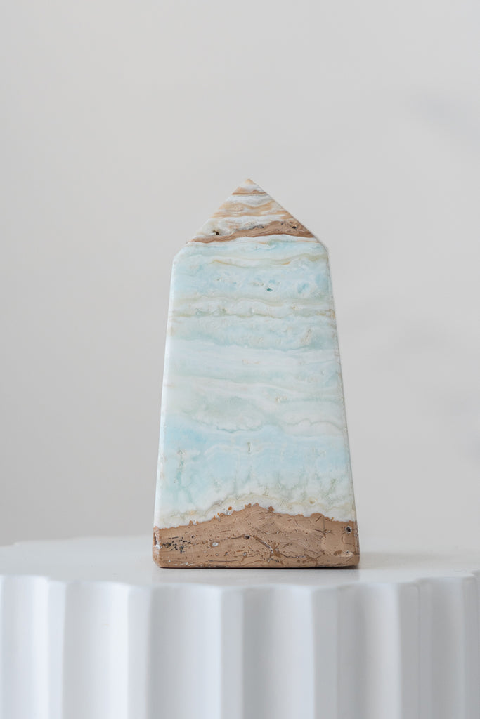 Caribbean Blue Calcite Obelisk Point