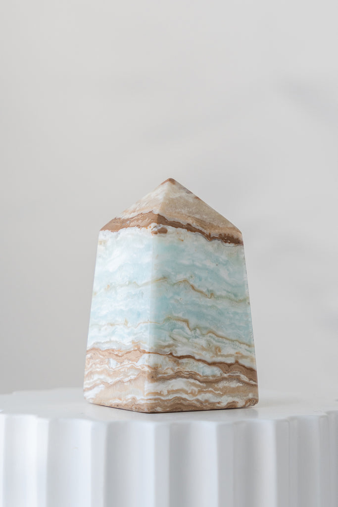Caribbean Blue Calcite Obelisk Point