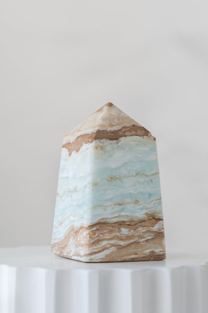 Caribbean Blue Calcite Obelisk Point