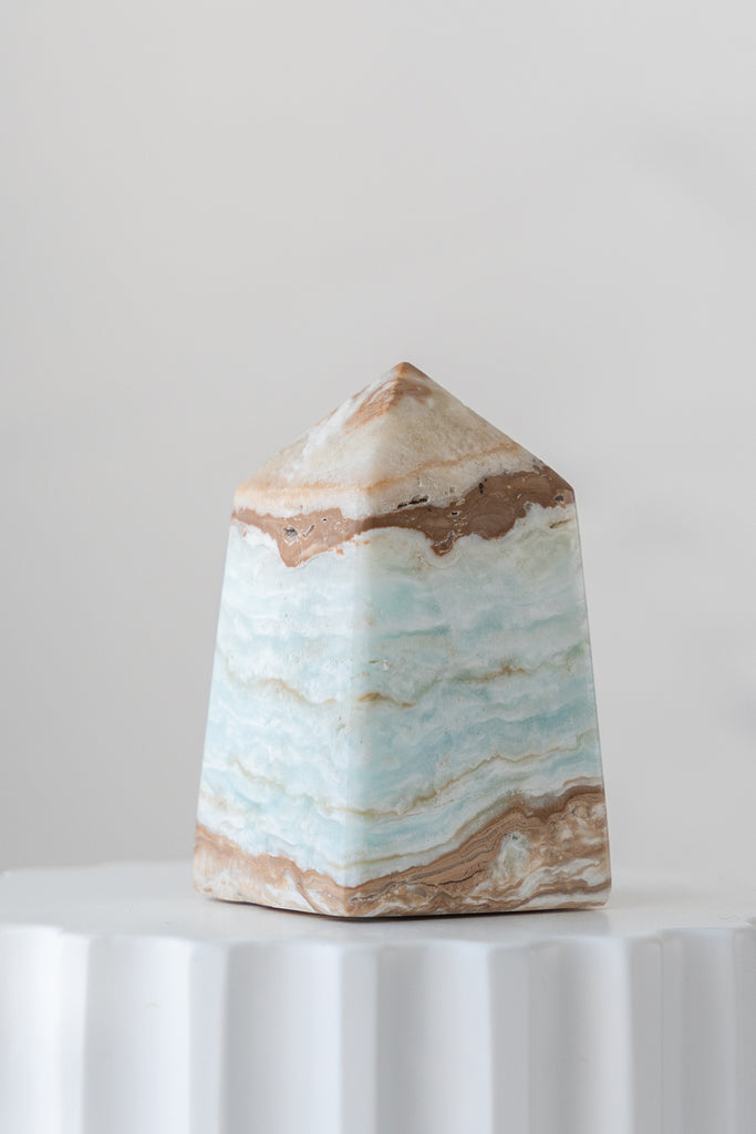 Caribbean Blue Calcite Obelisk Point