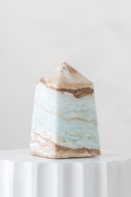 Caribbean Blue Calcite Obelisk Point