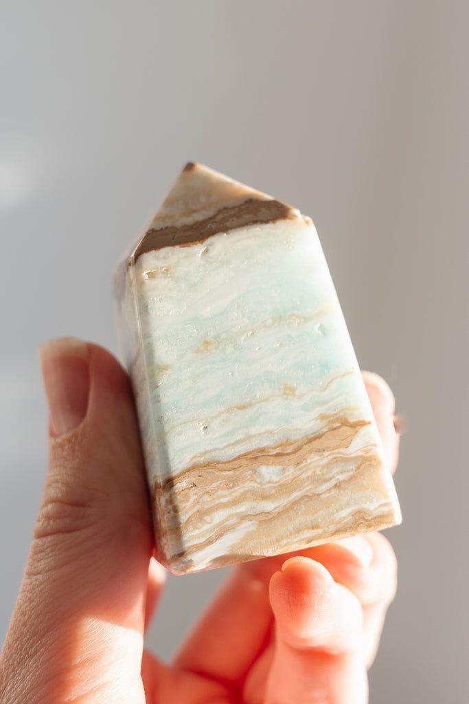 Caribbean Blue Calcite Obelisk Point