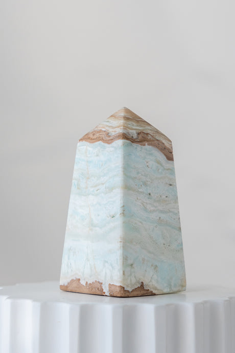 Caribbean Blue Calcite Obelisk Point