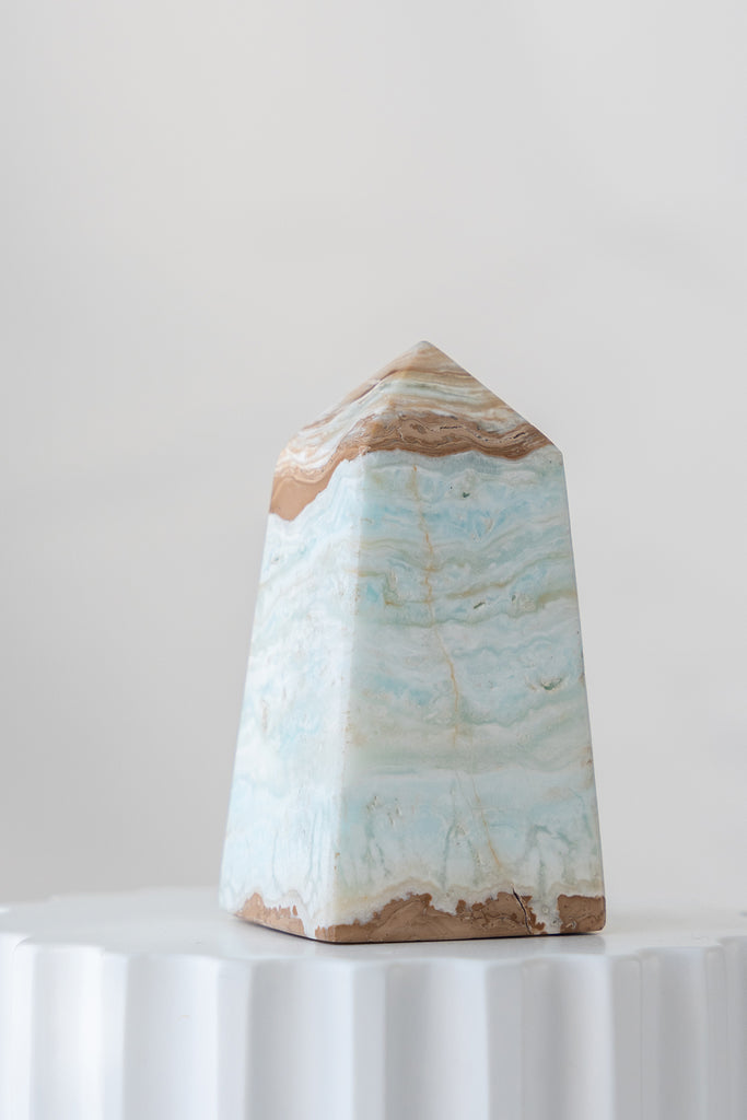 Caribbean Blue Calcite Obelisk Point