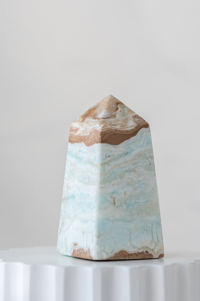 Caribbean Blue Calcite Obelisk Point