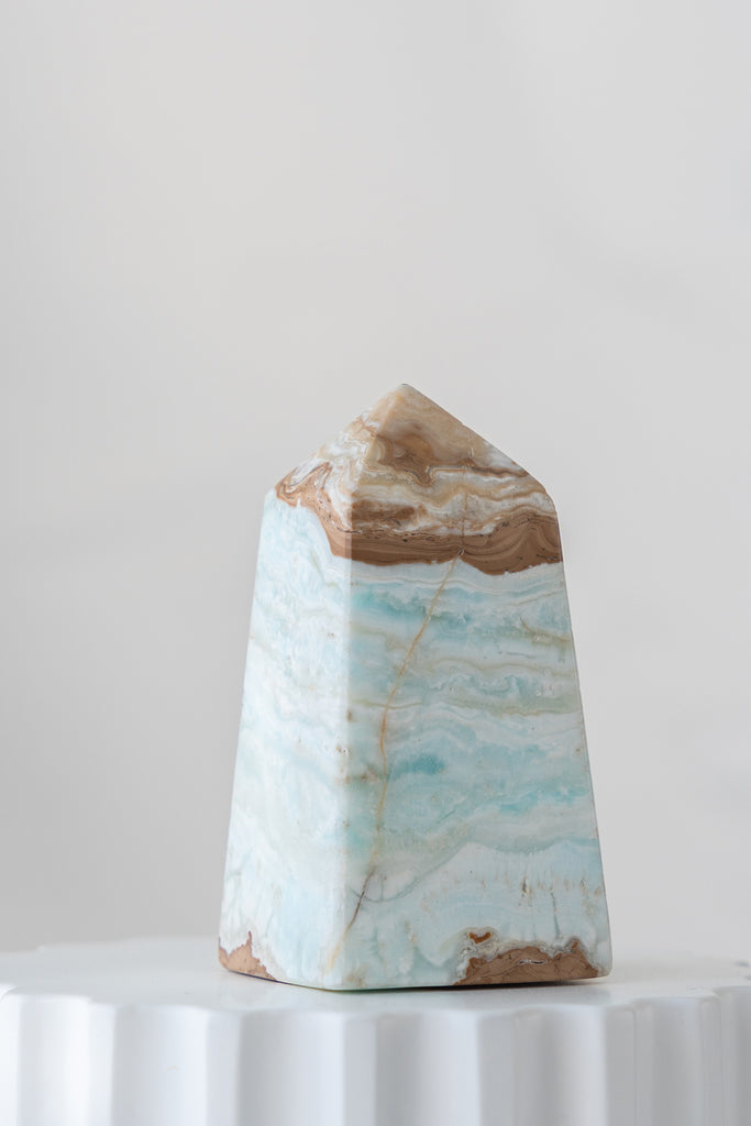 Caribbean Blue Calcite Obelisk Point