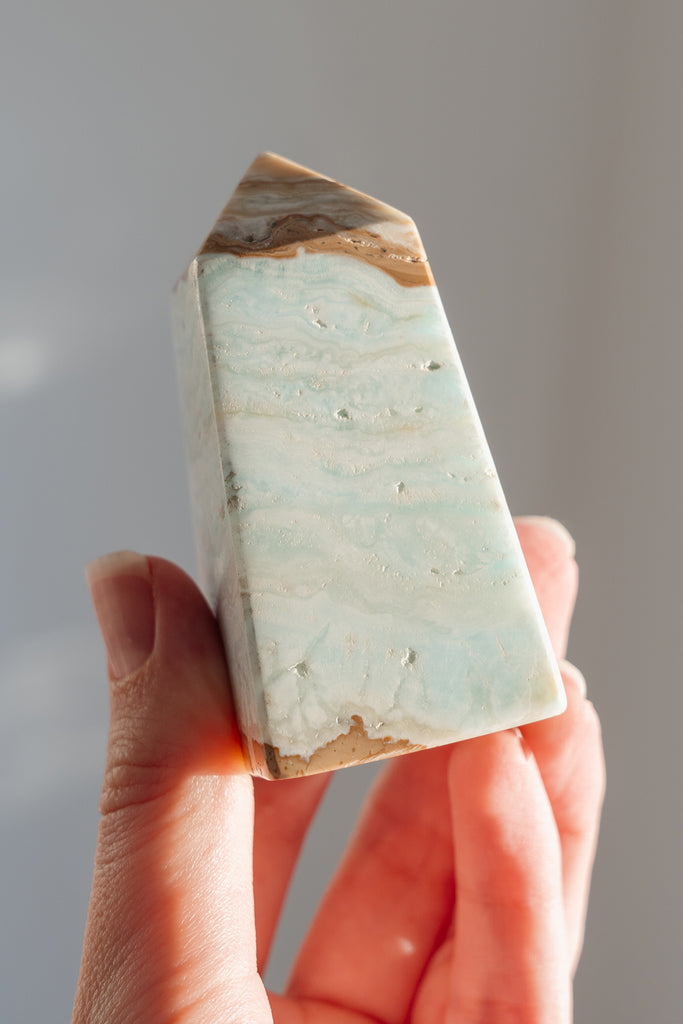 Caribbean Blue Calcite Obelisk Point