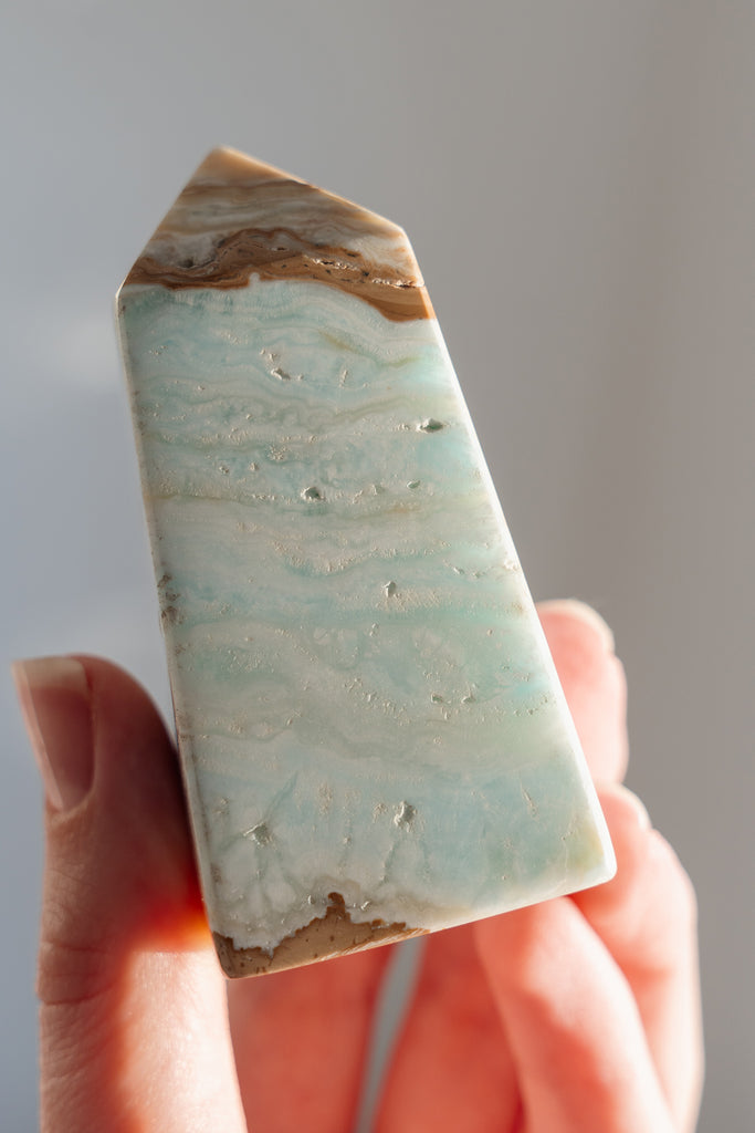 Caribbean Blue Calcite Obelisk Point
