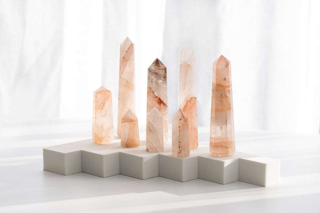 Hematoid quartz crystal points towers