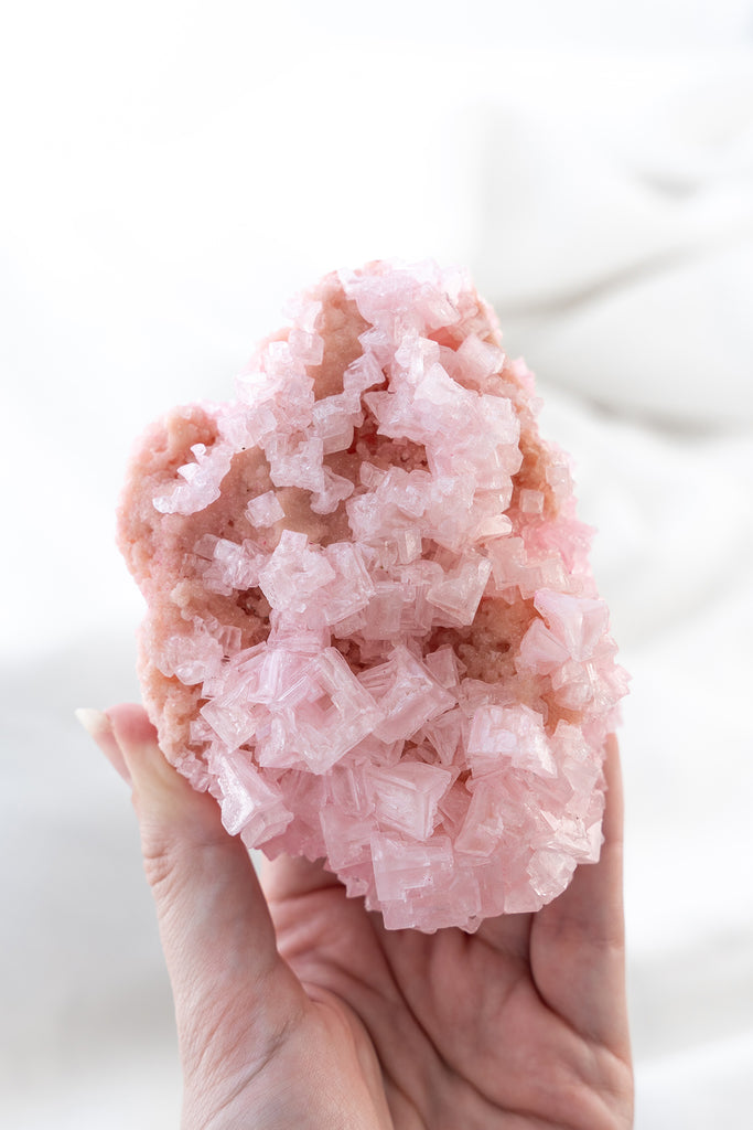 Pink Halite Cluster Specimen Crystal