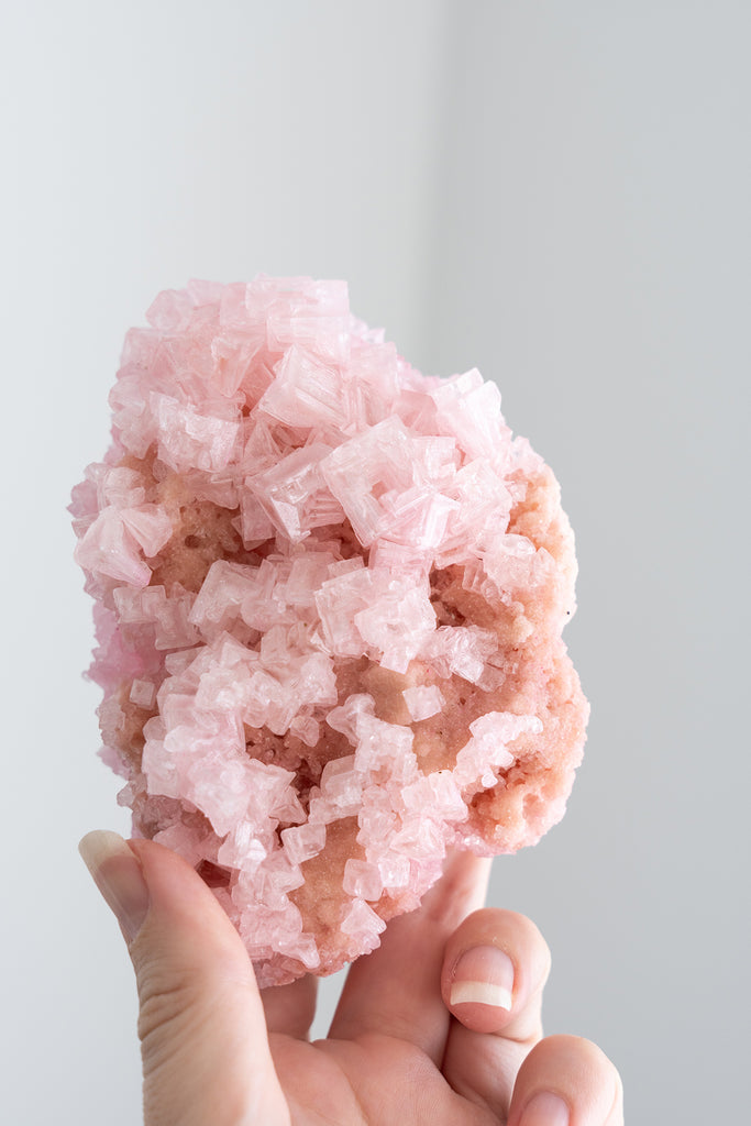 Pink Halite Cluster Specimen Crystal