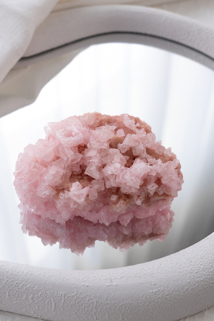 Pink Halite Cluster Specimen Crystal
